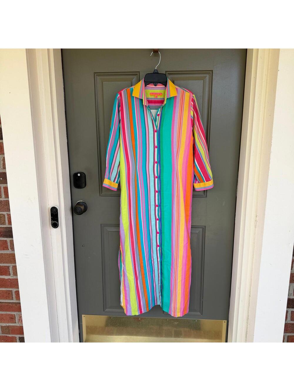 Vilagallo Multicolor Striped Midi Shirt Dress